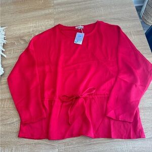 Chenault Vibrant Red Blouse with Waist Tie